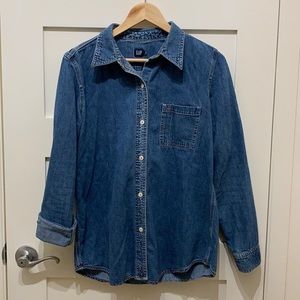 GAP denim long-sleeve button-down shirt